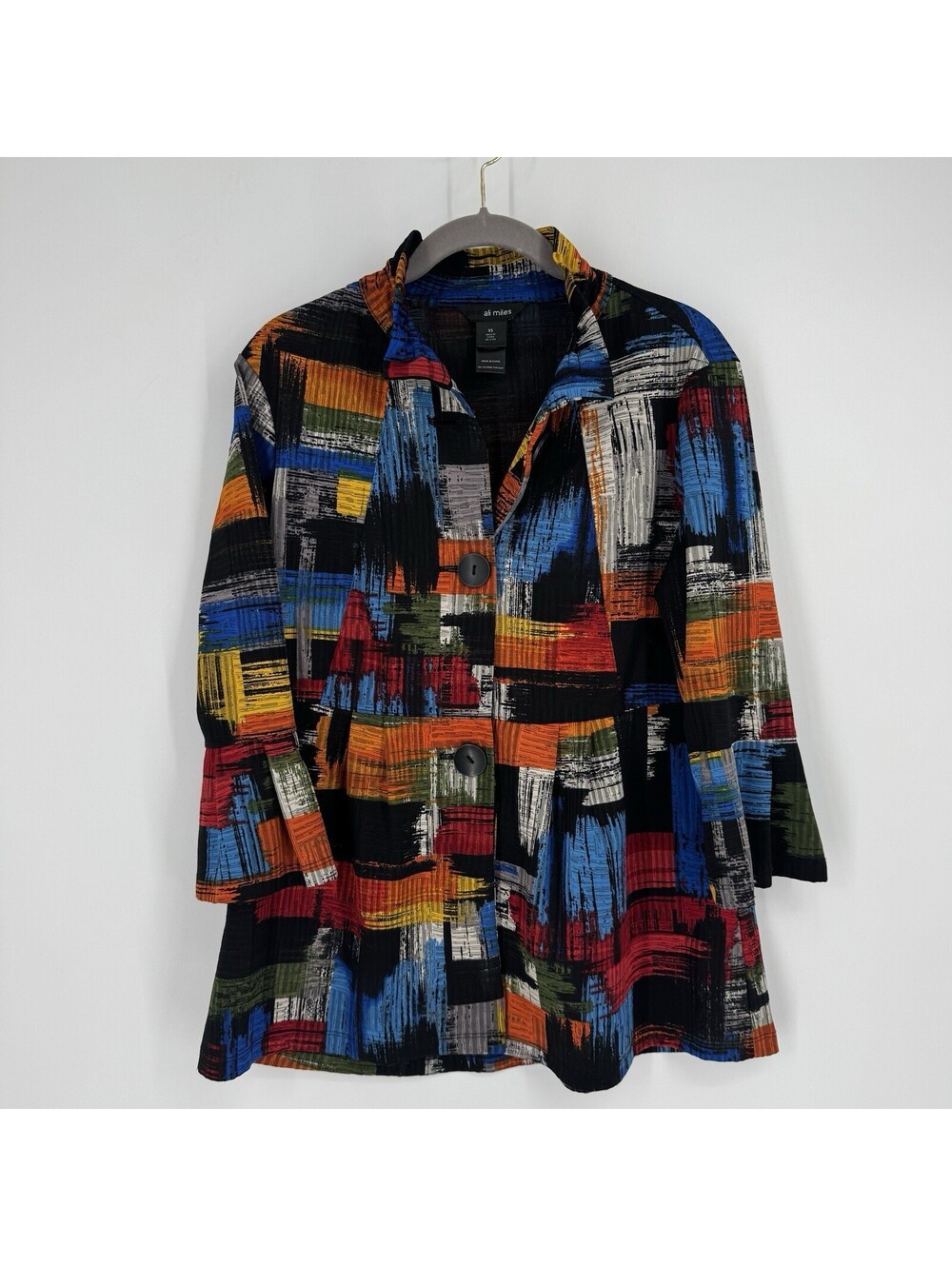 Ali Miles Top XS colorful tunic artsy geometric statement piece patchwork swing